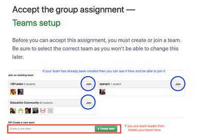 Creating or Joining A GitHub Team