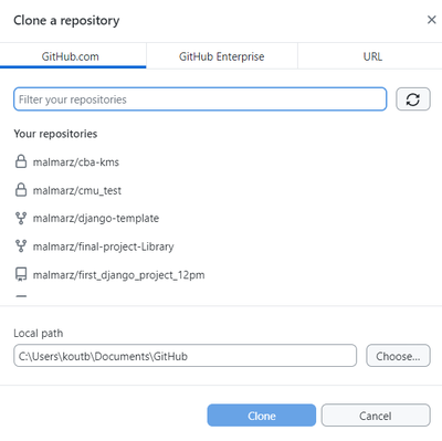 Cloning a GitHub to your computer