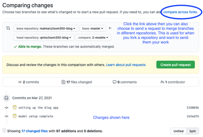 Creating a Pull Request To Merge Branch From Forked Repo